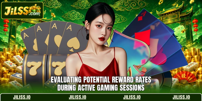 Evaluating potential reward rates during active gaming sessions